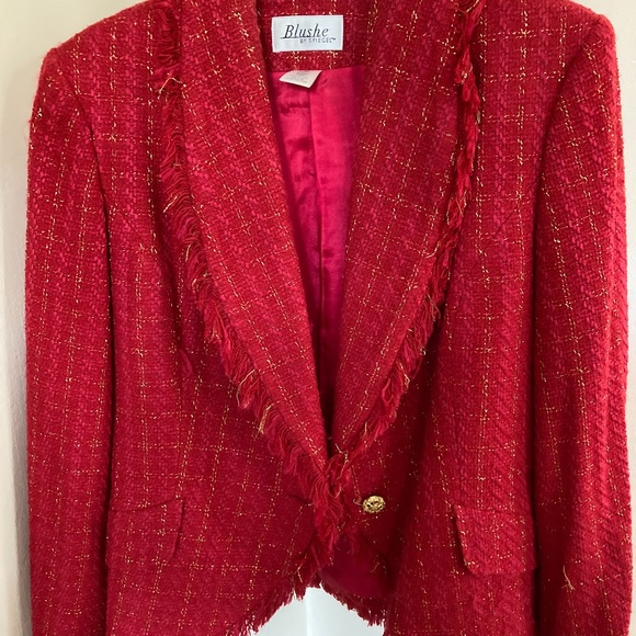 Blushe by Spiegel Red Suit with gold threading - Picture 1 of 6